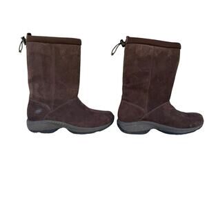 Merrell Dk Brown Suede Waterproof Winter Boots Women’s 6 US Fleece Lined Pull-On